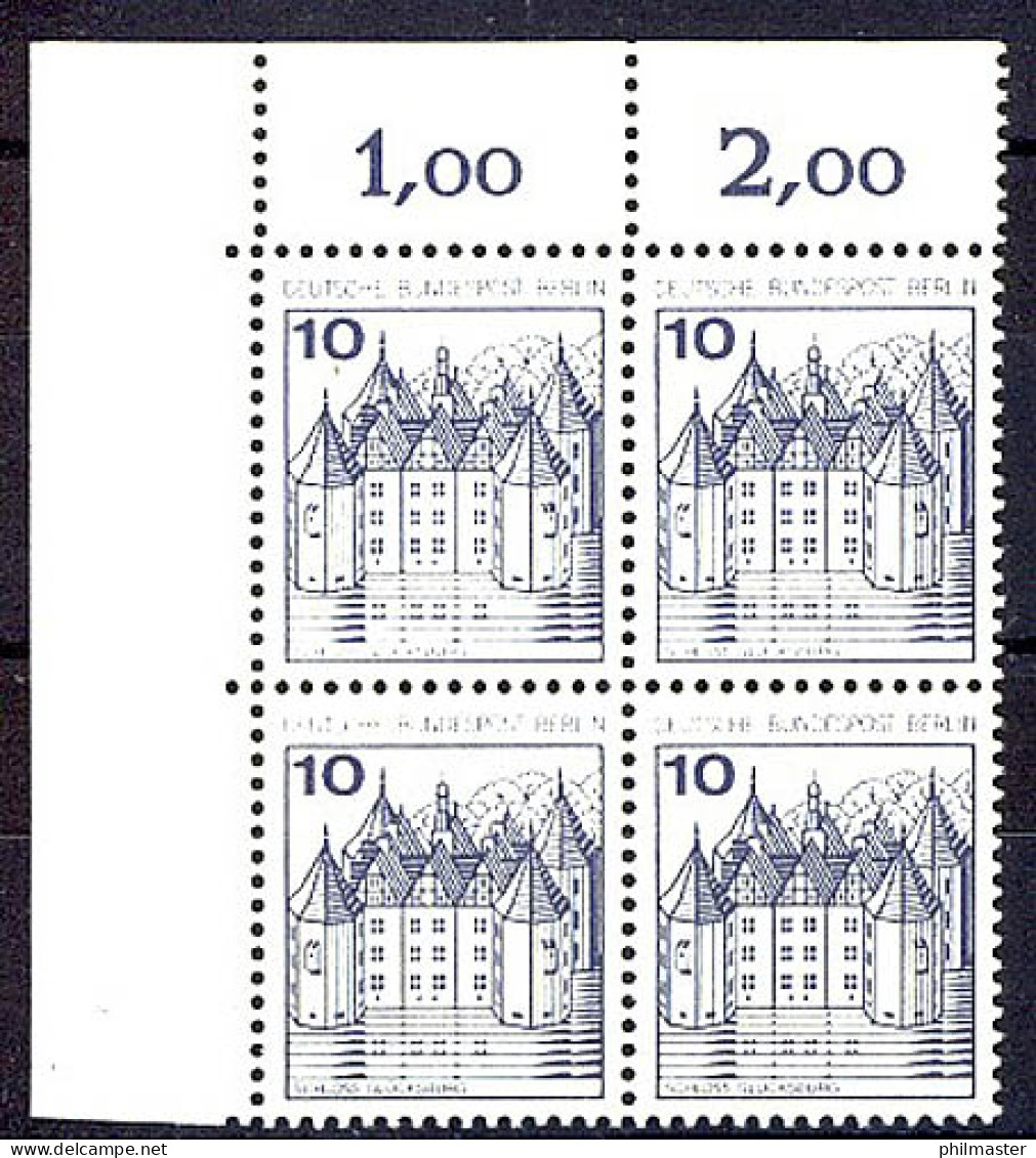 532 Burgen U.Schl. 10 Pf Eck-Vbl. Ol ** Postfrisch - Nuevos