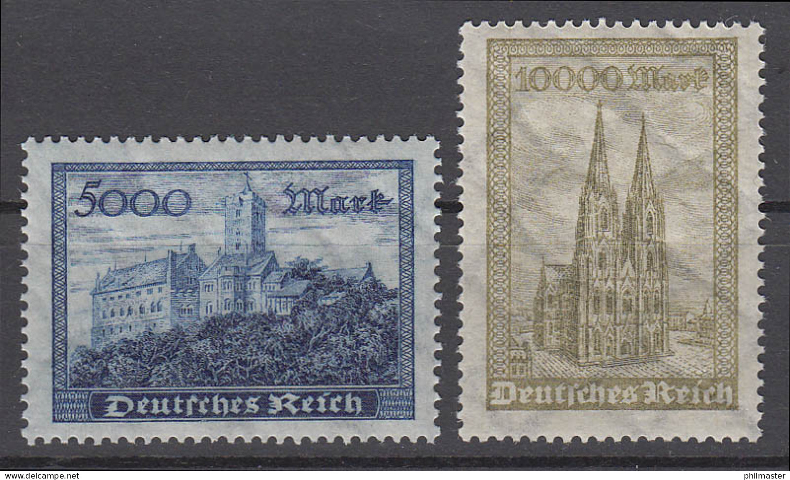 261-262 Freimarken Wartburg Und Kölner Dom 1923, Satz ** - Neufs