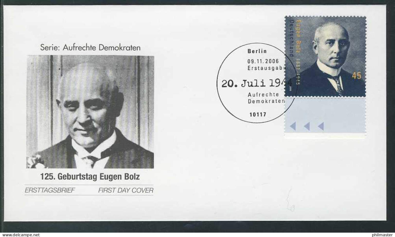 2571 Aufrechte Demokraten: Eugen Bolz, Marke Auf FDC Mit ESST Berlin - Other & Unclassified