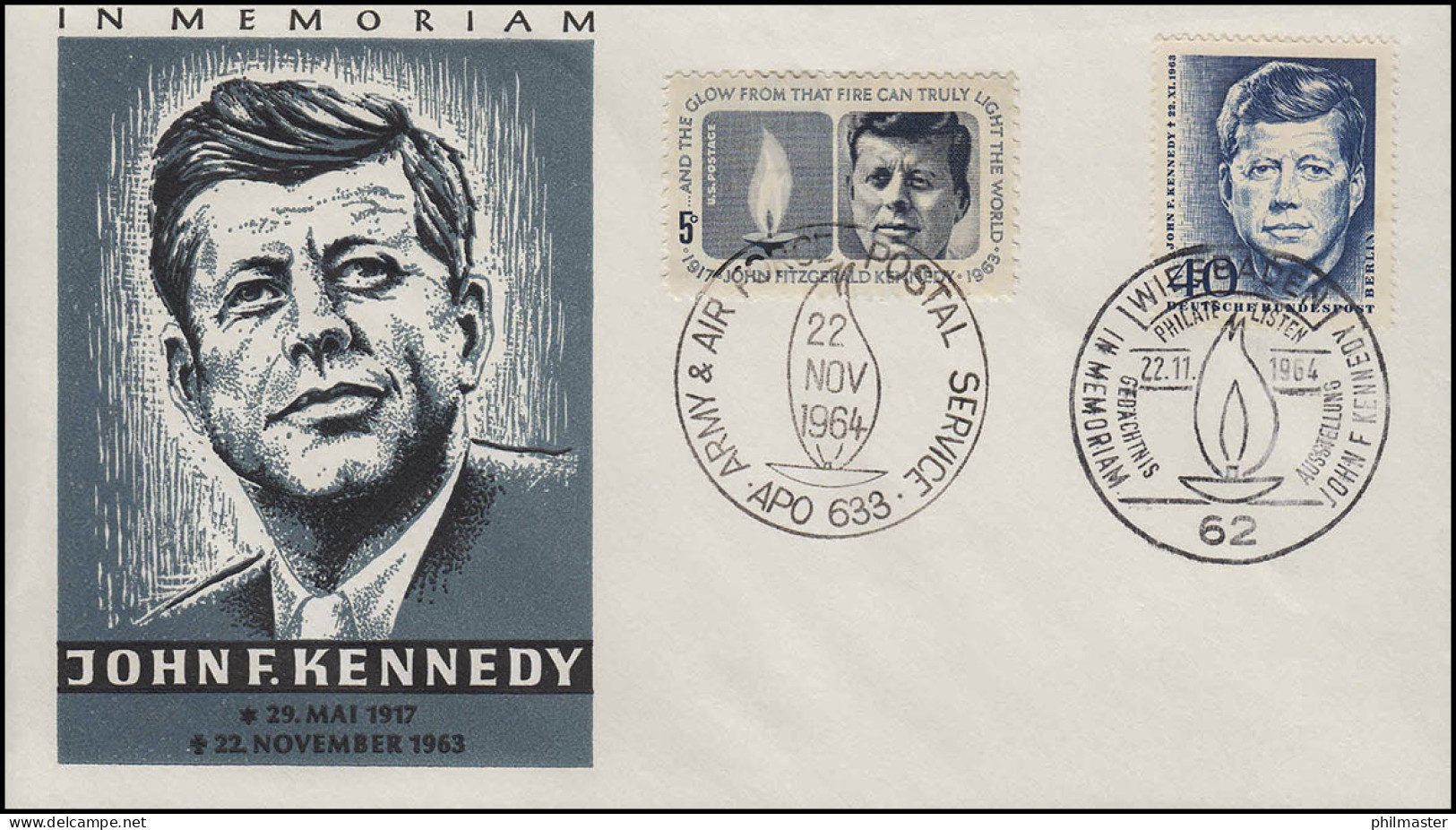 Schmuck-Umschlag IN MEMORIAM JOHN F. KENNEDY Mit Berlin 241 Und USA 860 Je SSt - Sonstige & Ohne Zuordnung