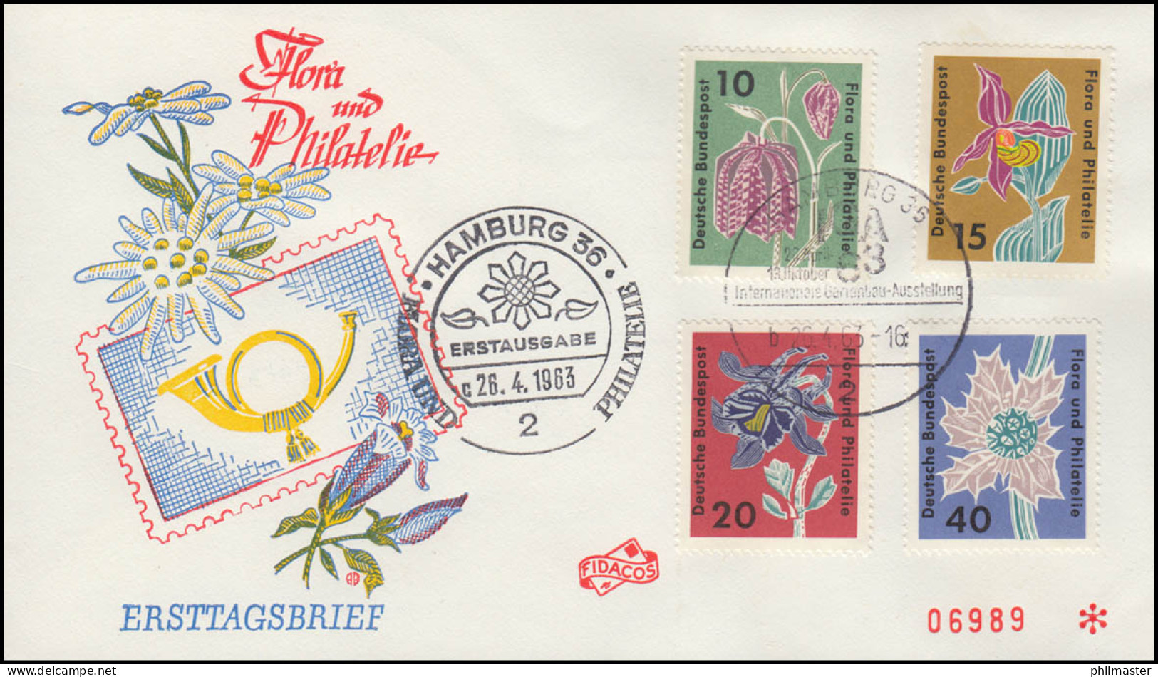 401-404 Ausstellung Flora Und Philatelie 1963: Satz Auf FIDACOS-FDC ESSt HAMBURG - Sonstige & Ohne Zuordnung