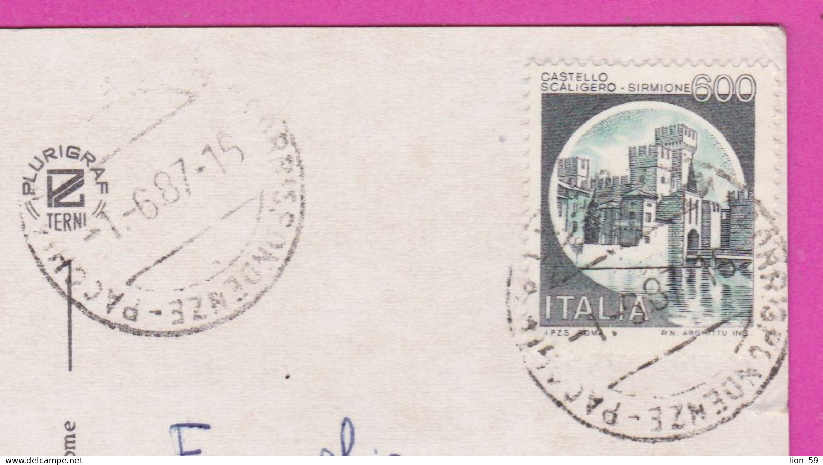 293885 / Italy - Macerata 5 View Panorama PC 1987 USED 600 L Castello Scaligero Di Sirmione , Castle Italia Italie - 1981-90: Marcophilia