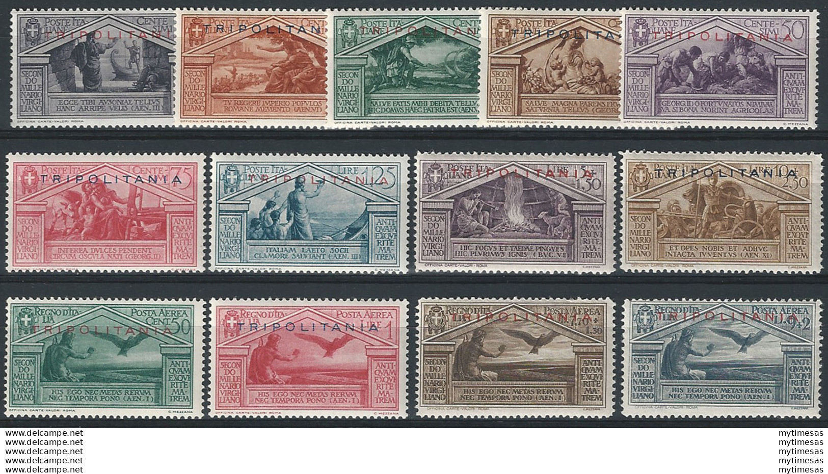 1930 Tripolitania Virgilio 13v. MNH Sassone N. 78/86+A - Sonstige & Ohne Zuordnung