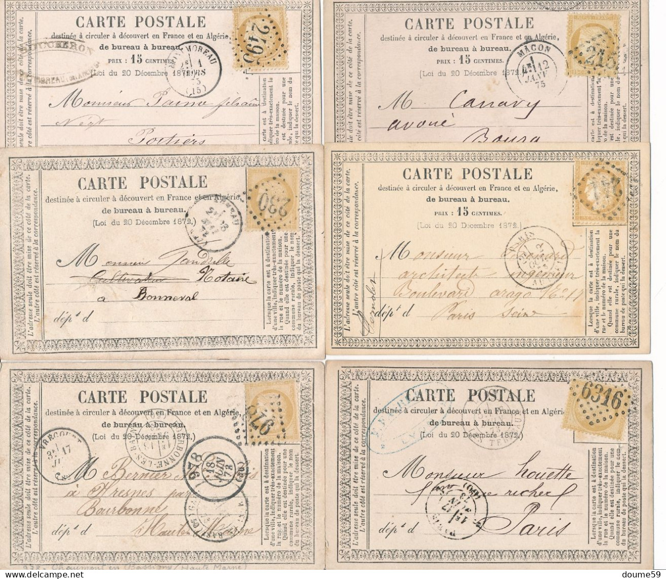 BM-44: FRANCE:  Lot Avec 10 Cartes Précurseurs, 3 Modèles Différents (avec N°55 Ou 58) - Precursor Cards