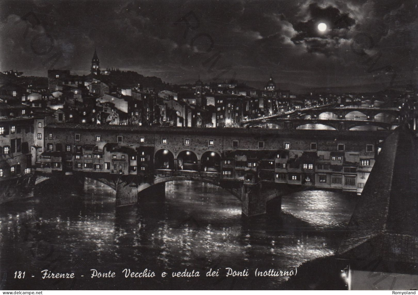 CARTOLINA  C11 FIRENZE,TOSCANA-PONTE VECCHIO E VEDUTA DEI PONTI (NOTTURNO)-STORIA,MEMORIA,CULTURA,NON VIAGGIATA - Firenze