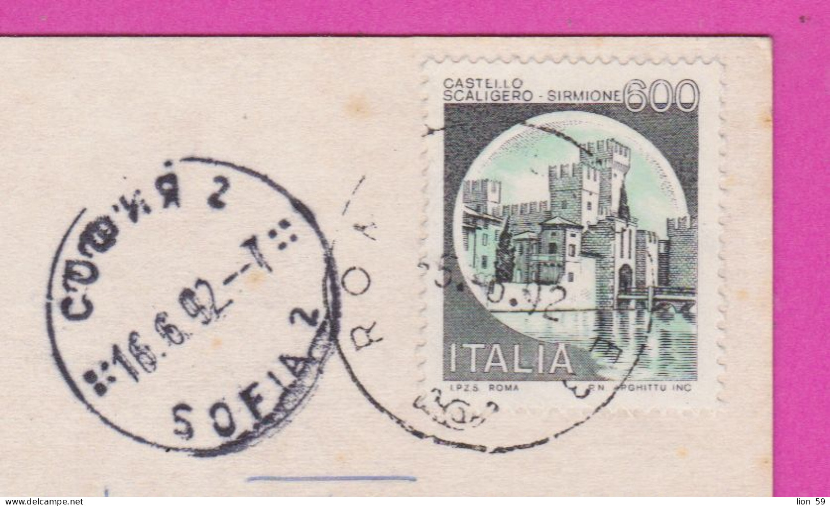 293887 / Italy - ROMA - Cupol Of St. Peter's Basilica Vatican Gardens PC 1992 USED 600 L Castello Scaligero Di Sirmione - 1991-00: Marcophilie