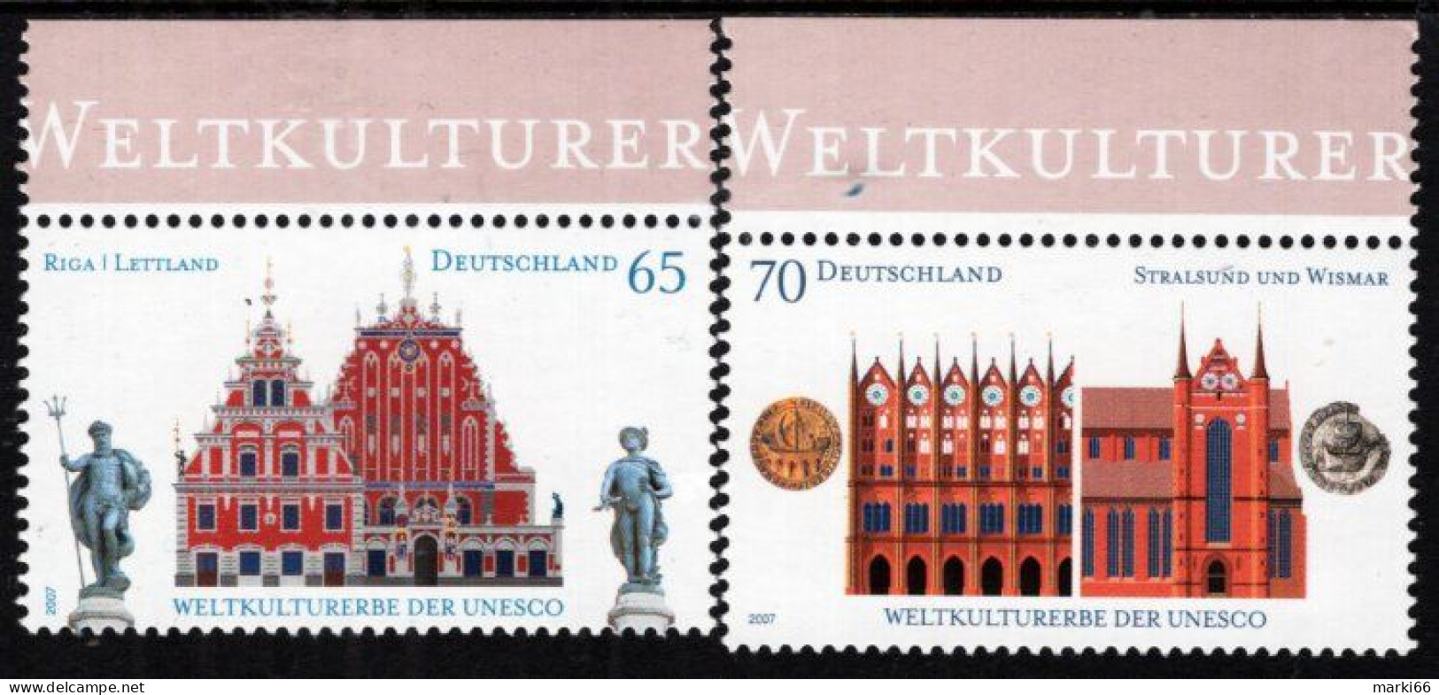 Germany - 2007 - UNESCO World Culture - Riga, Stralsund, Weimar - Joint Issue With Latvia - Mint Stamp Set - Ungebraucht