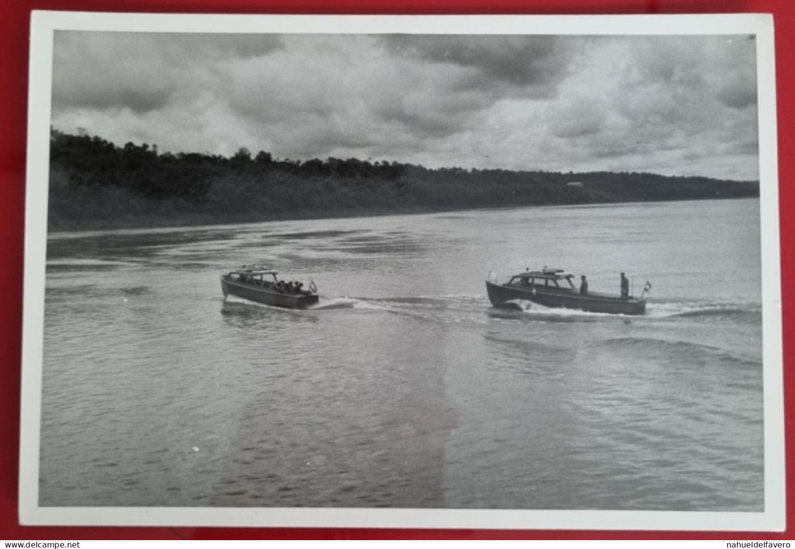 PH Original - 18,5 X 12 Cm - TRIPLE FRONTERA, PUERTO IGUAZÚ, ARGENTINA 1942 - EJERCITO ARGENTINO - EXCURSIÓN DE PESCA - Barcos