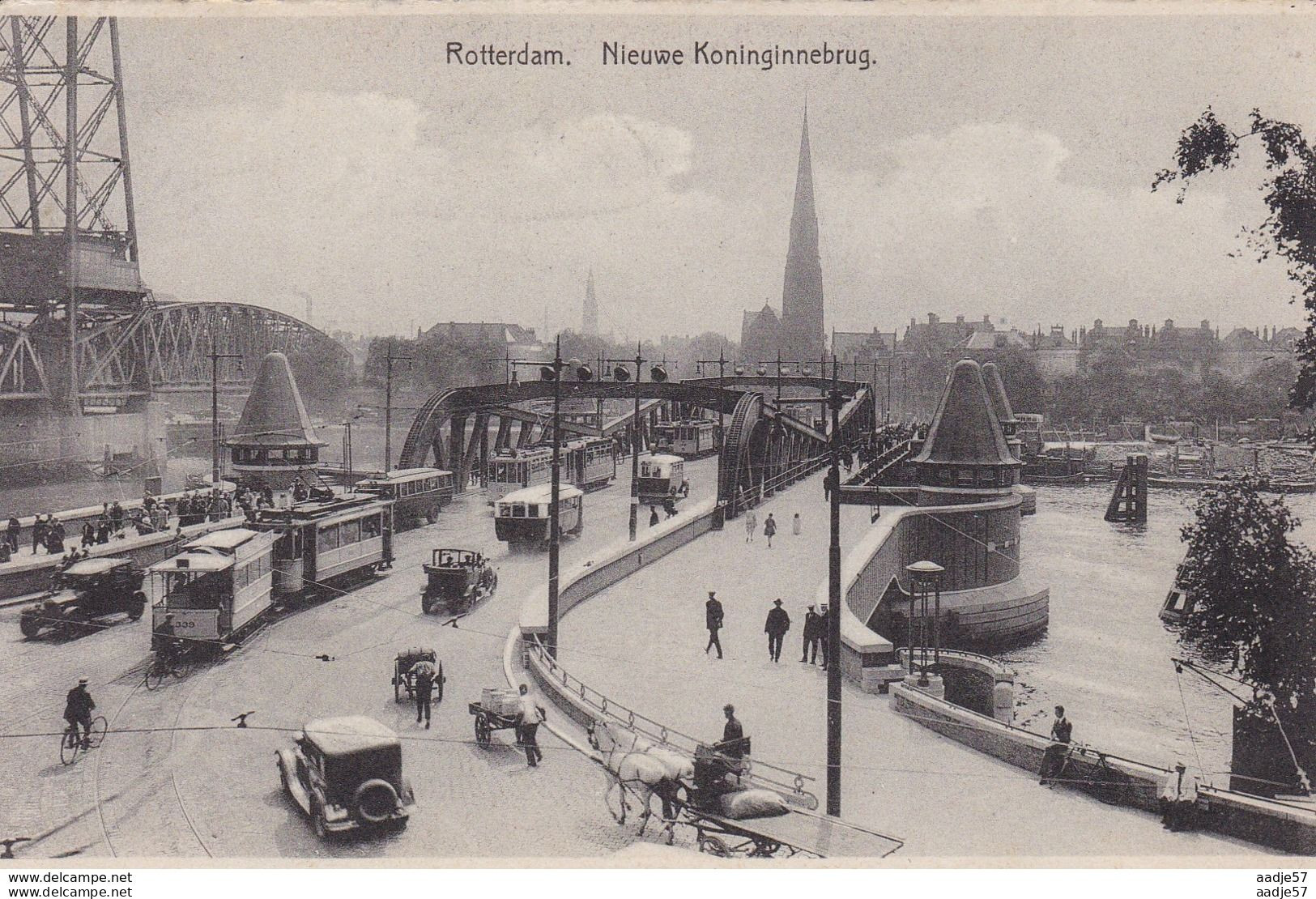 Netherlands Pays Bas Rotterdam Nieuwe Koninginnebrug Tram 1930 - Tramways