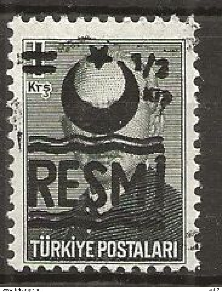 Turkey   1957   Official Stamp   1/2K Overprint 1K   With RESMI   - Mi Official 40  - Cancelled - Usati