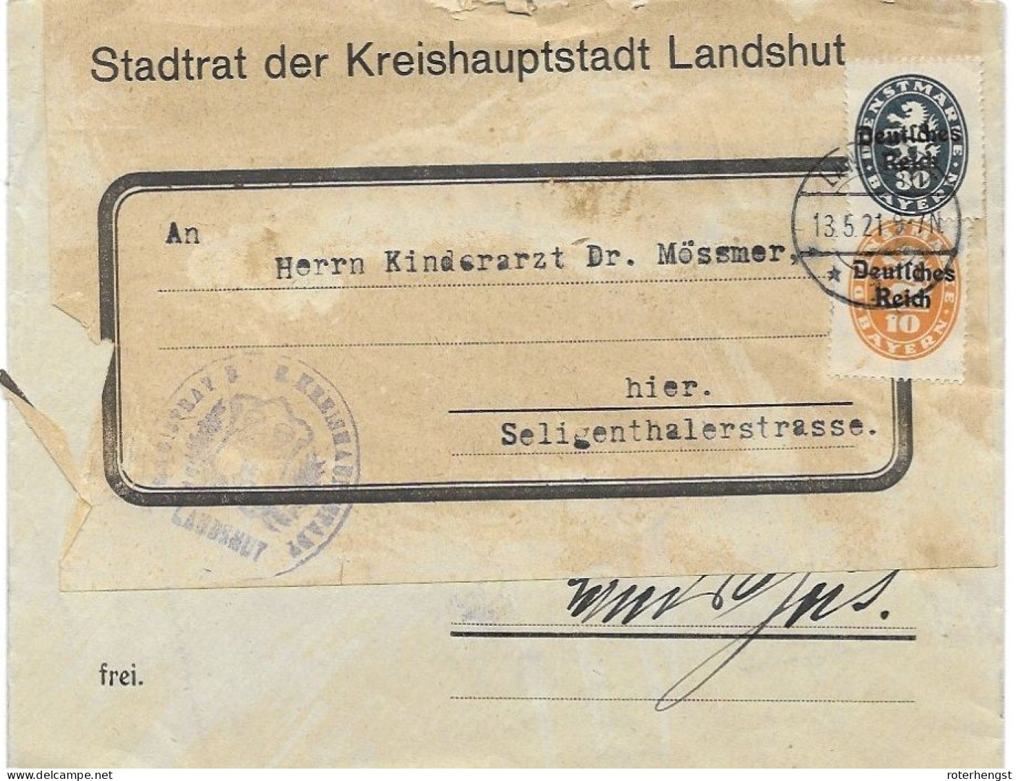 Germany Inflation Letter Landshut 13.5.1921 - Lettres & Documents