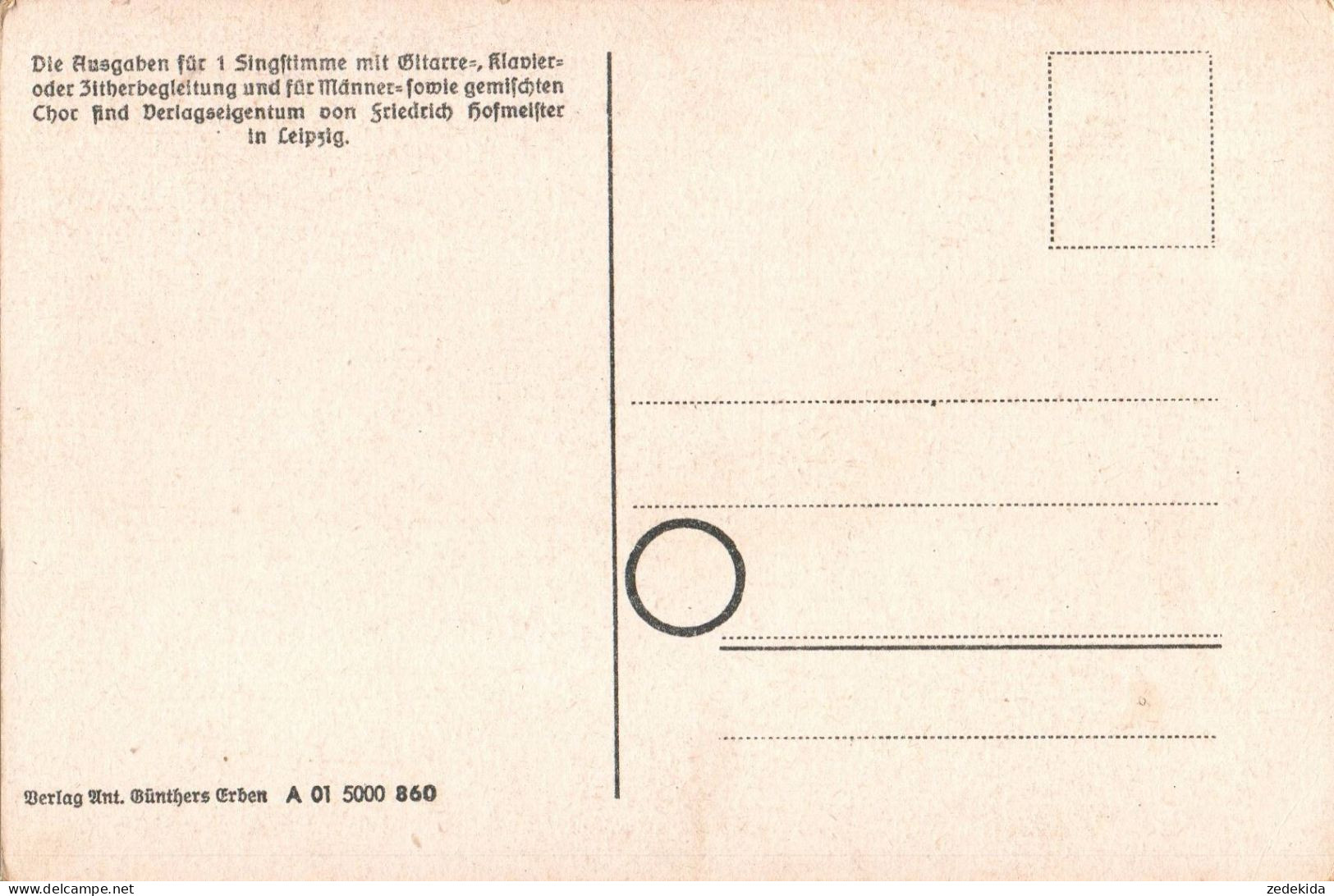 H2096 - Litho Anton Günther Liedkarte - Mei Vaterhaus .... Böhmen Erzgebirgisches Volkslied - Musica