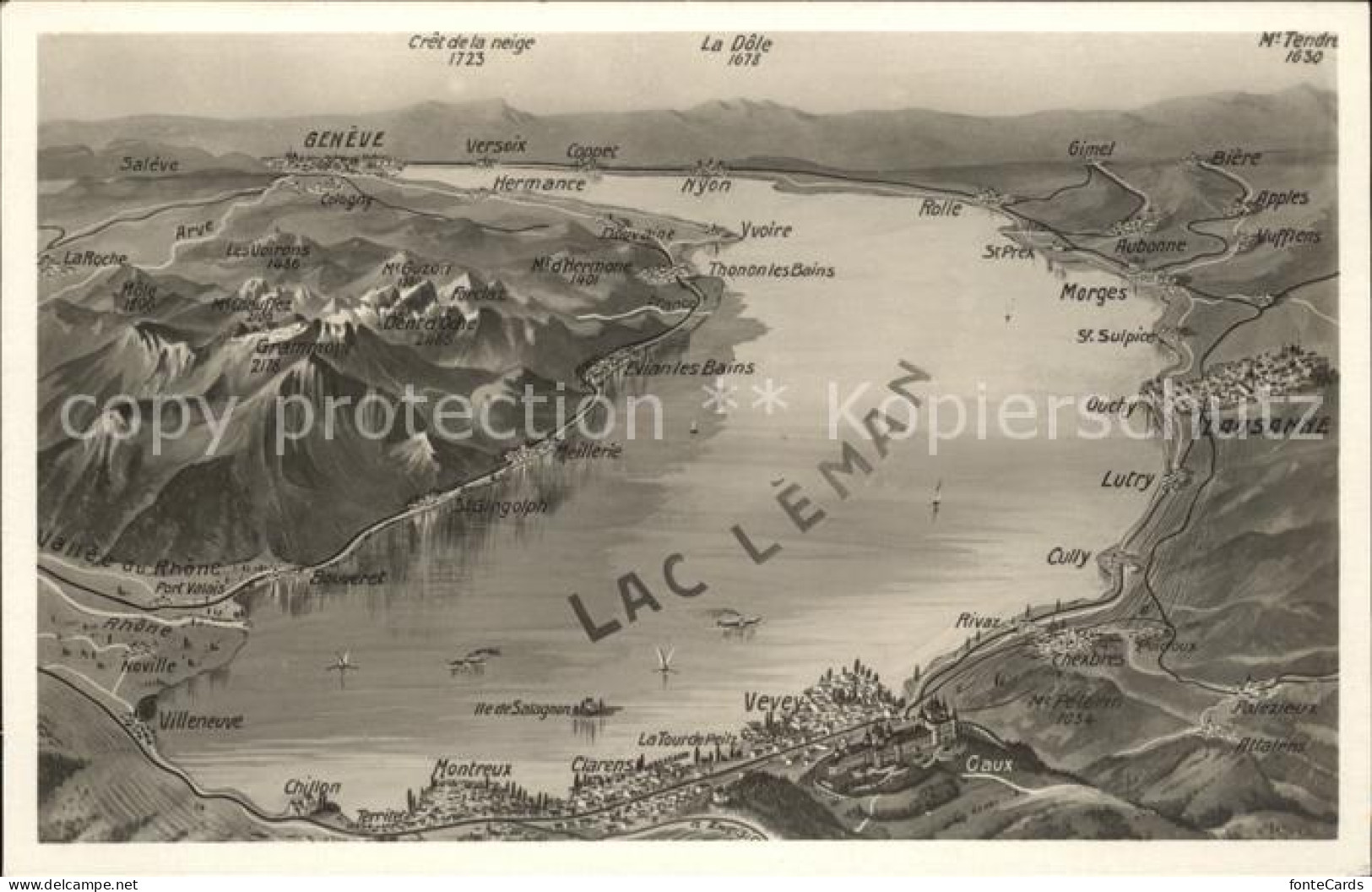 11651632 Lac Leman Genfersee Panorama Alpes Bateau A Voiles Vue A Vol D Oiseau G - Other & Unclassified