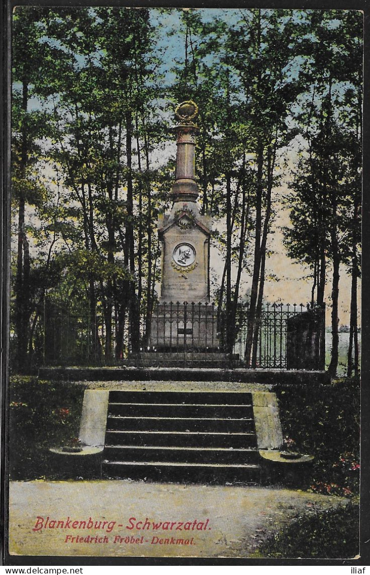 Germany. Blankenburg-Schwarzatal. Friedrich Frobel – Denkmal. Illustrated View Posted Postcard - Bad Blankenburg