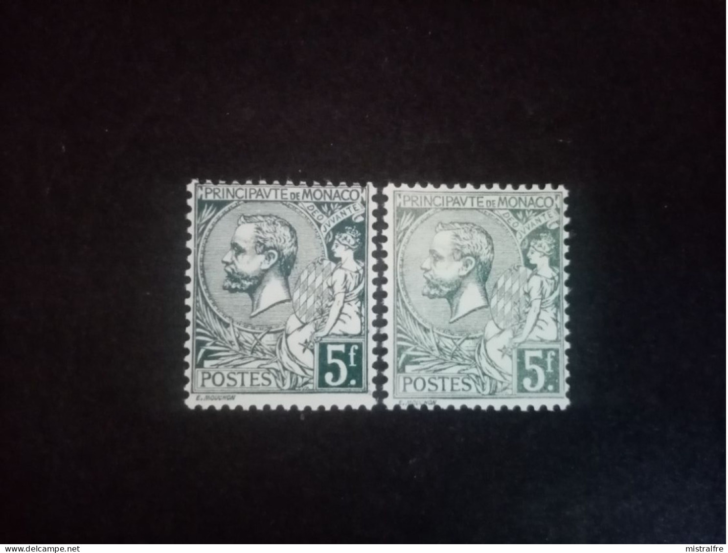 MONACO. 1920. N° 47 Et 47a. " Prince Albert 1ér " 5f Vert Gris Foncé Et Vert Gris Clair. NEUFS++. Côte YT 2024 :925,00 € - Nuevos