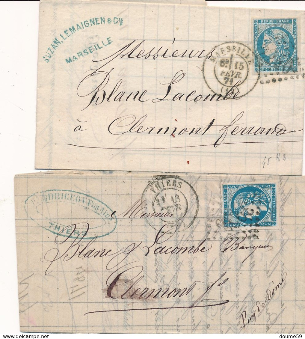 BM-50: FRANCE:  Lot Avec 2 Lettres Avec N°45C - 1849-1876: Klassieke Periode