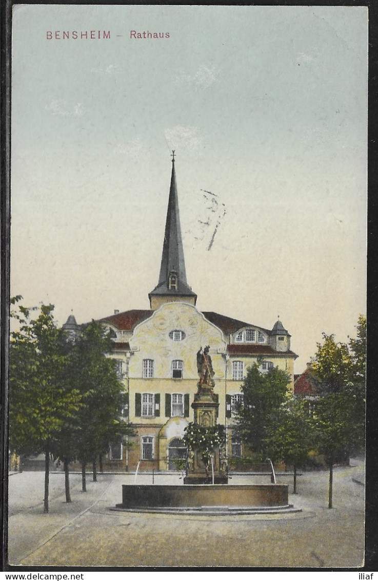 Germany. Bensheim. Rathaus. . Illustrated View Posted Postcard - Bensheim