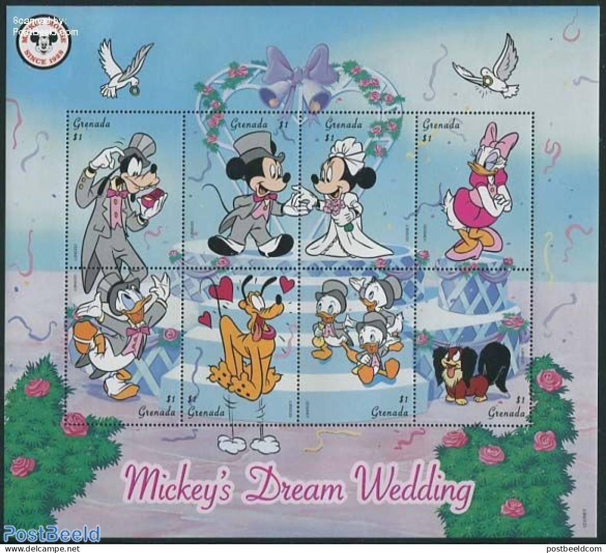 Grenada 1999 Mickey & Minnie Wedding 8v M/s, Mint NH, Art - Disney - Disney