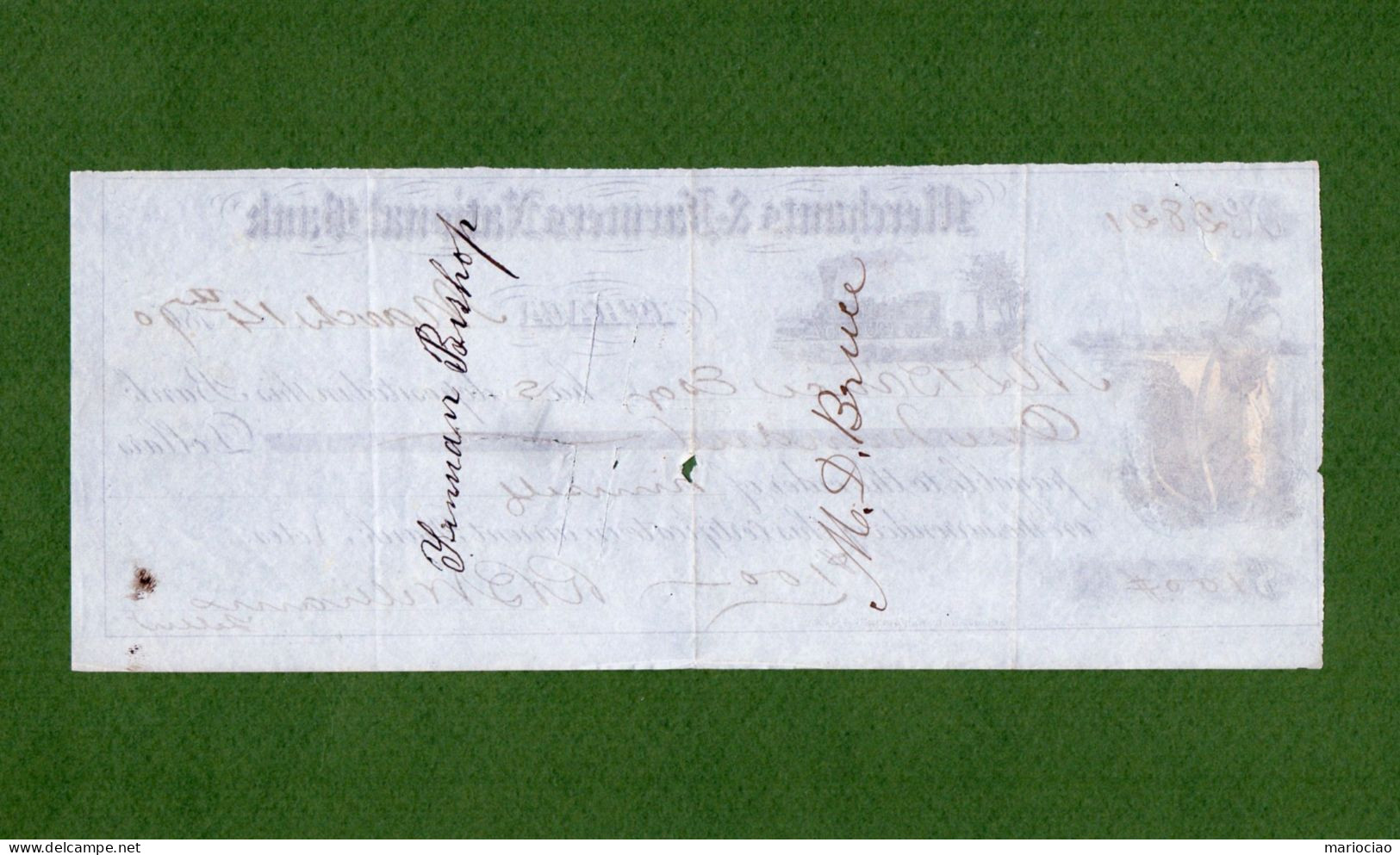 USA Check Merchants & Farmers National Bank ITHACA, New York 1870 VERY RARE ! - Andere & Zonder Classificatie