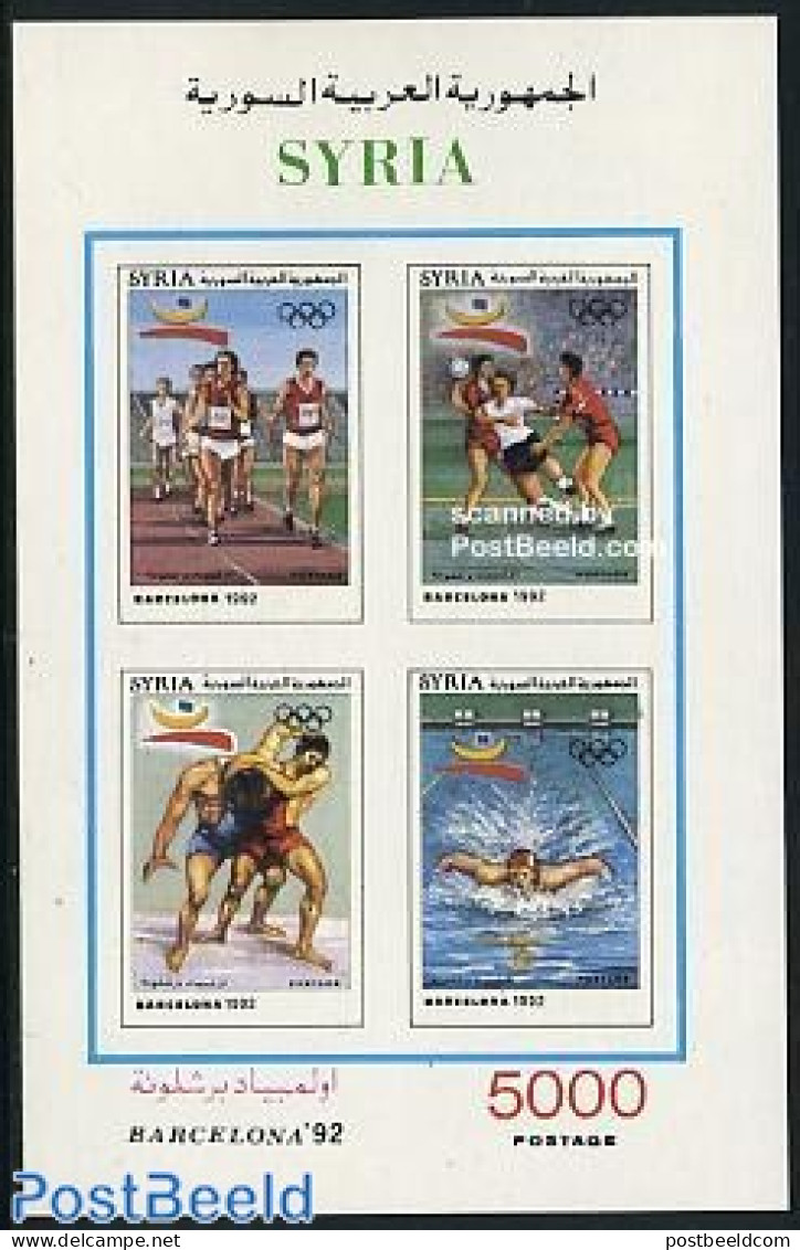 Syria 1992 Olympic Games S/s, Mint NH, Sport - Athletics - Handball - Olympic Games - Leichtathletik
