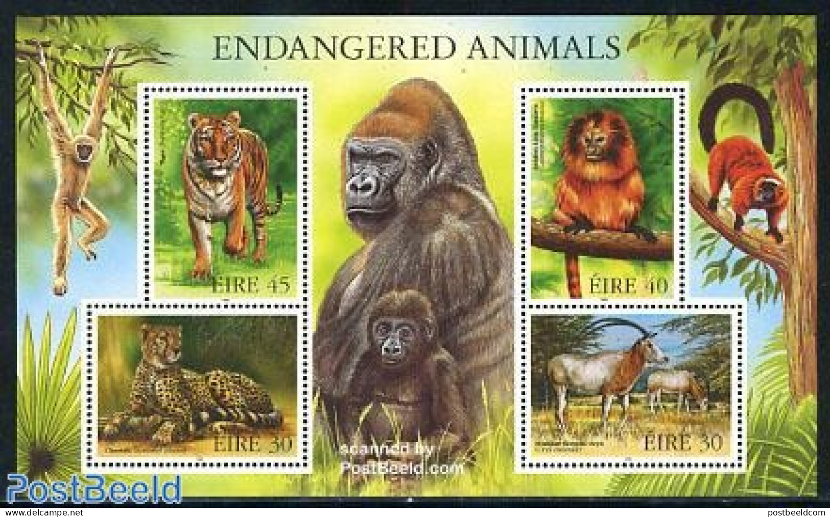 Ireland 1998 Animals S/s (150x90mm), Mint NH, Nature - Animals (others & Mixed) - Cat Family - Monkeys - Ungebraucht