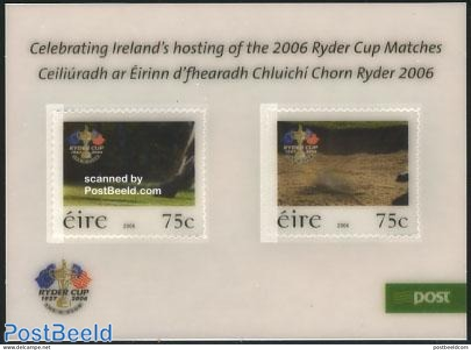Ireland 2006 Ryder Cup 2v (3D Foil Sheet), Mint NH, Sport - Various - Golf - Sport (other And Mixed) - 3-D Stamps - Unused Stamps