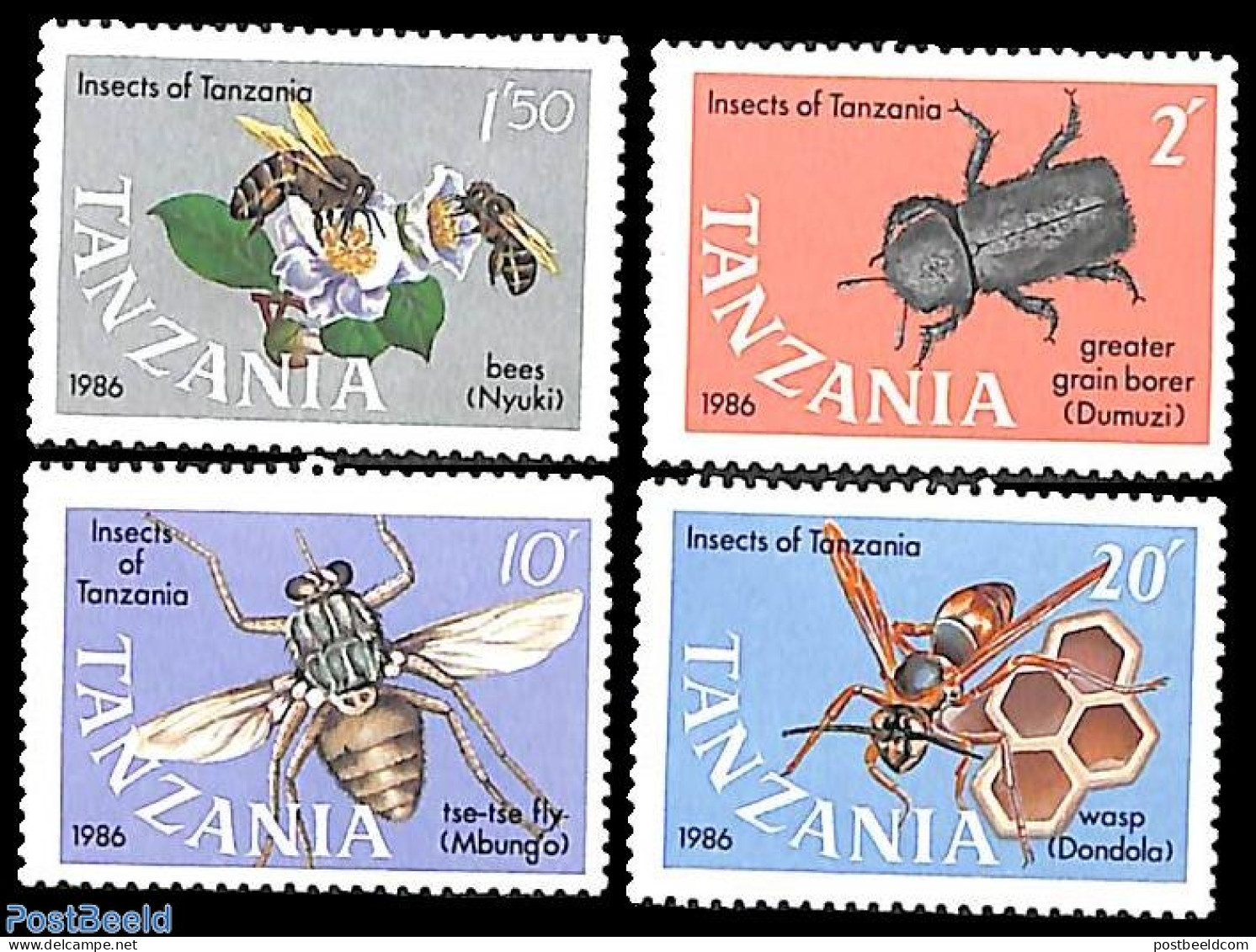 Tanzania 1987 Insects 4v, Mint NH, Nature - Bees - Insects - Tansania (1964-...)