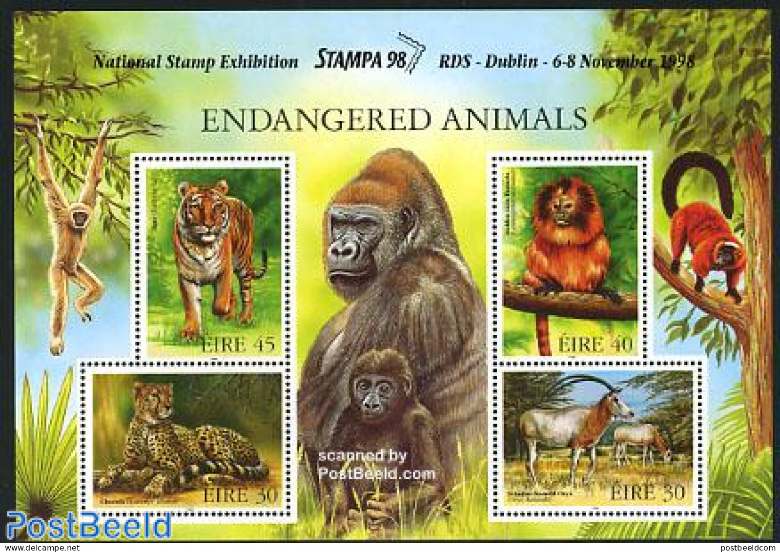 Ireland 1998 Animals S/s (150x105mm, With Extra Text Exhibition Stampa 98), Mint NH, Nature - Animals (others & Mixed).. - Nuovi