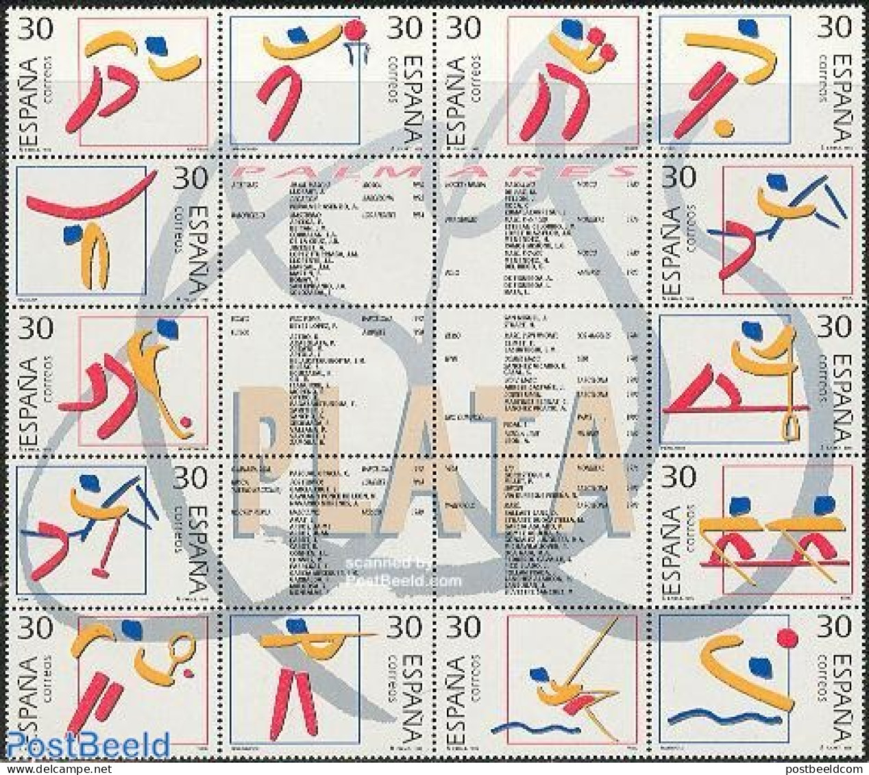 Spain 1995 Olympic Silver Medal Winners 14v+6tabs, Mint NH, Sport - Basketball - Boxing - Hockey - Olympic Games - Sho.. - Unused Stamps