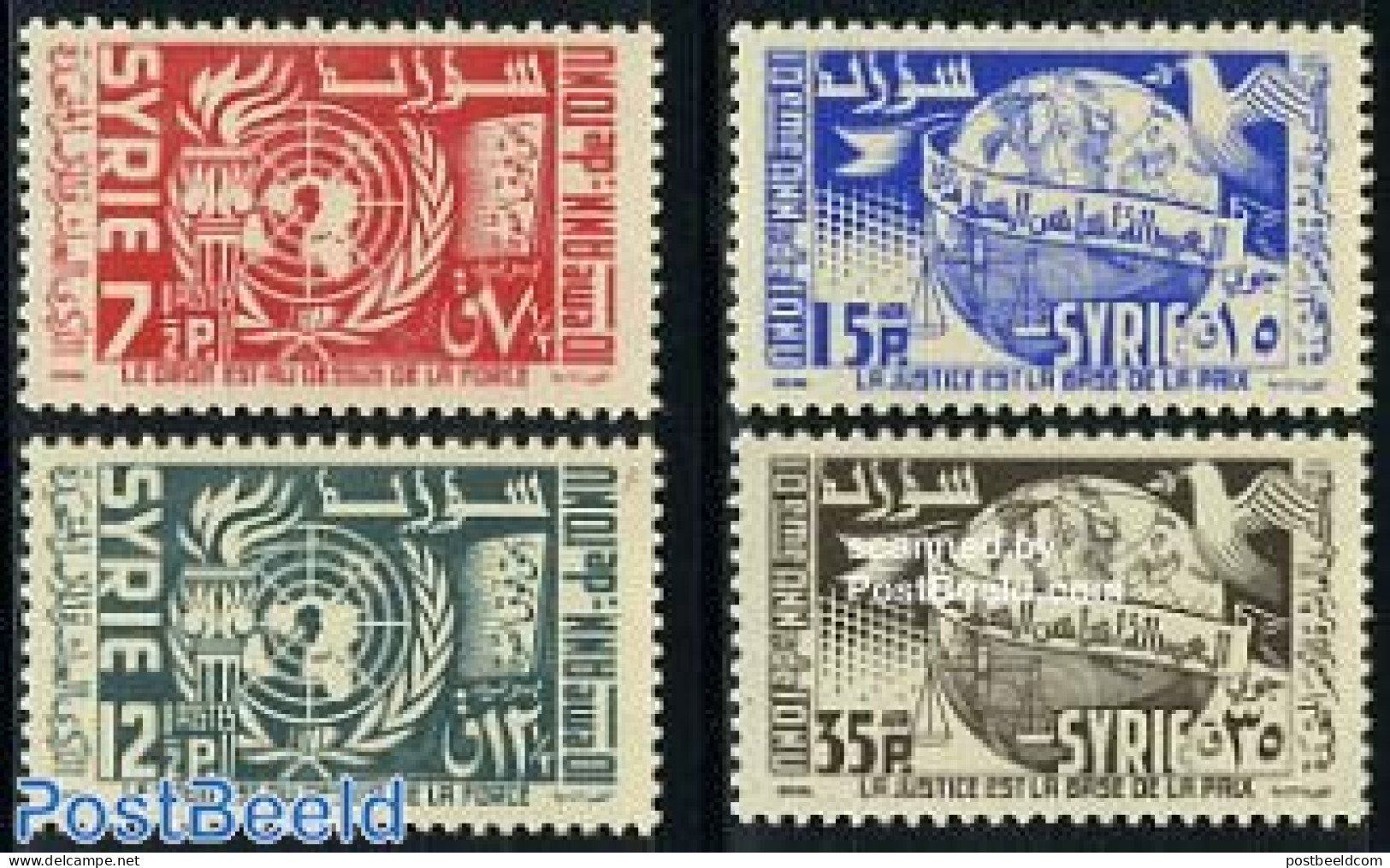 Syria 1955 UNO Anniversary 4v, Mint NH, History - United Nations - Siria