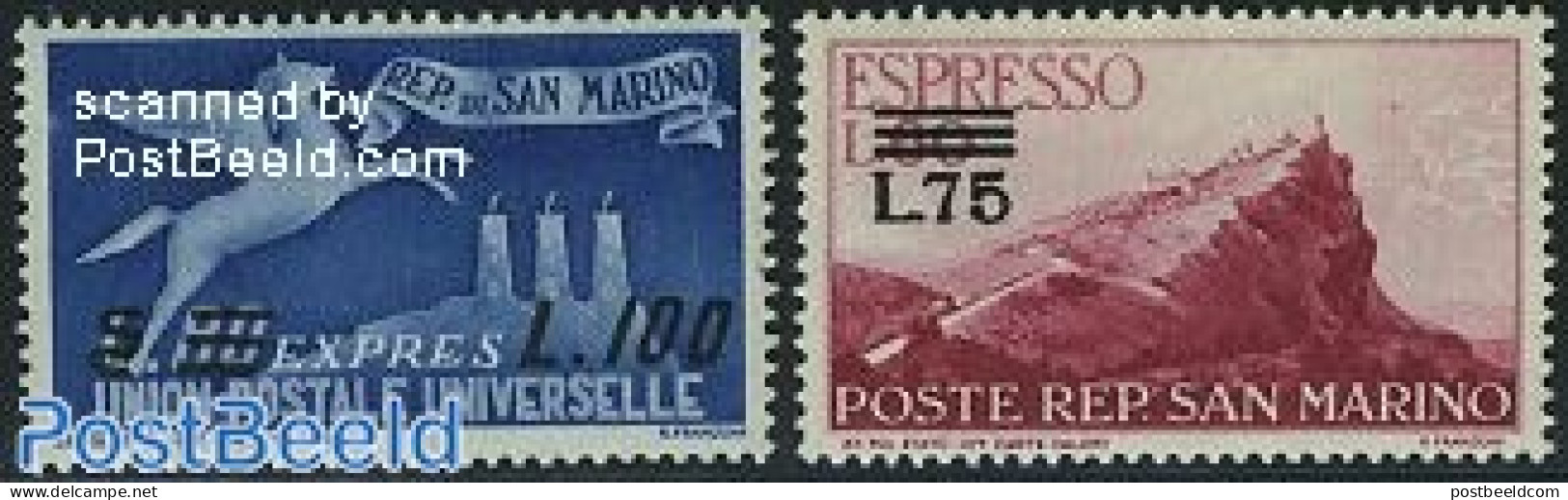 San Marino 1957 Express Mail Overprints 2v, Mint NH - Unused Stamps