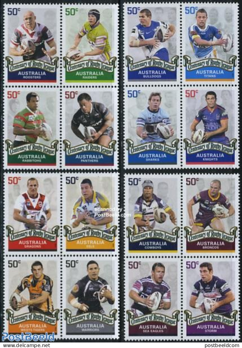 Australia 2008 Rugby League 16v (4x[+]), Mint NH, Sport - Rugby - Sport (other And Mixed) - Neufs