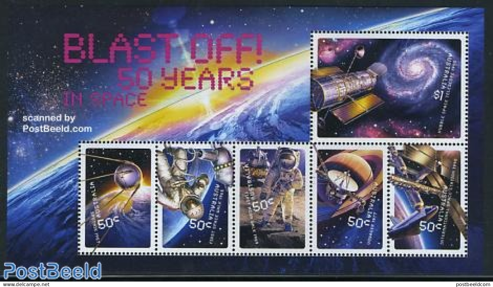 Australia 2007 Blast Off, 50 Years In Space S/s, Mint NH, Transport - Space Exploration - Ungebraucht