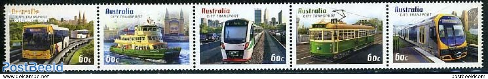 Australia 2012 City Traffic 5v [::::], Mint NH, Transport - Automobiles - Railways - Ships And Boats - Trams - Unused Stamps