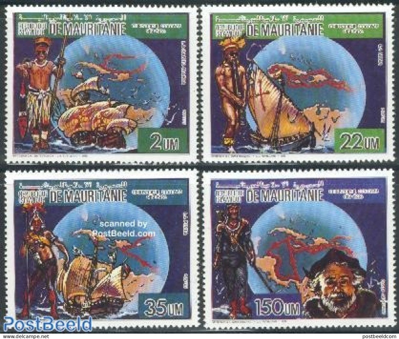 Mauritania 1986 Columbus 4v, Mint NH, History - Transport - Explorers - Ships And Boats - Explorers