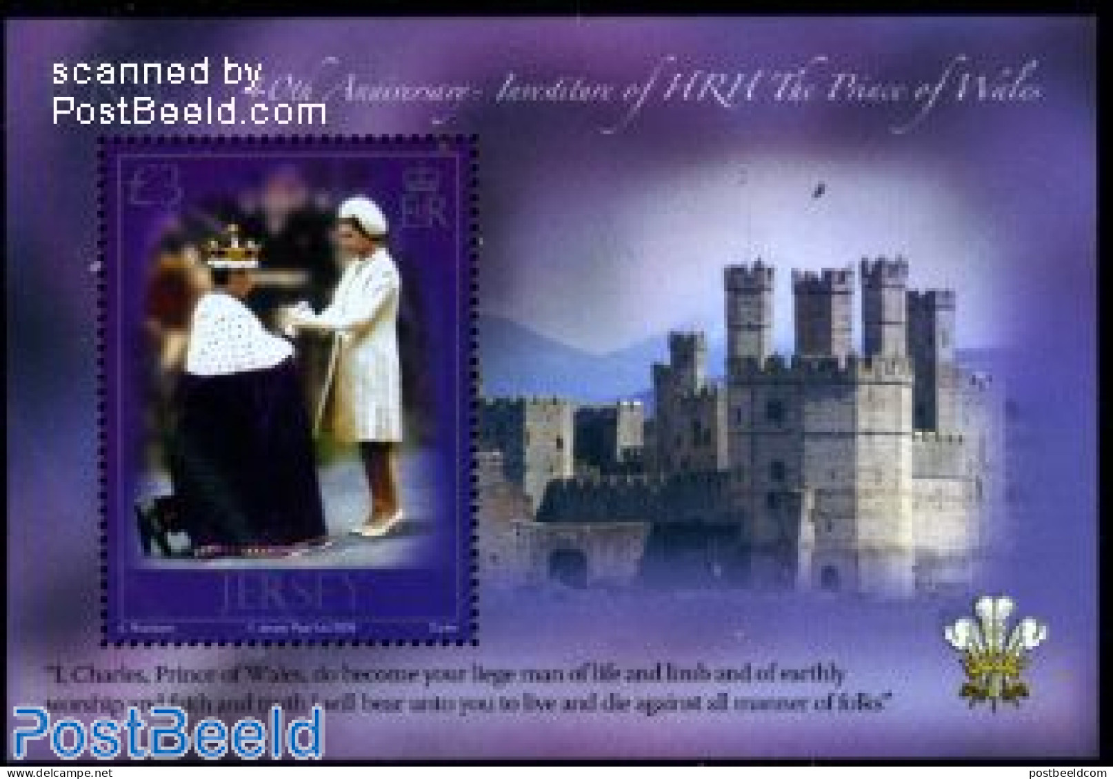 Jersey 2009 40 Years Investiture Prince Of Wales S/s, Mint NH, History - Kings & Queens (Royalty) - Case Reali