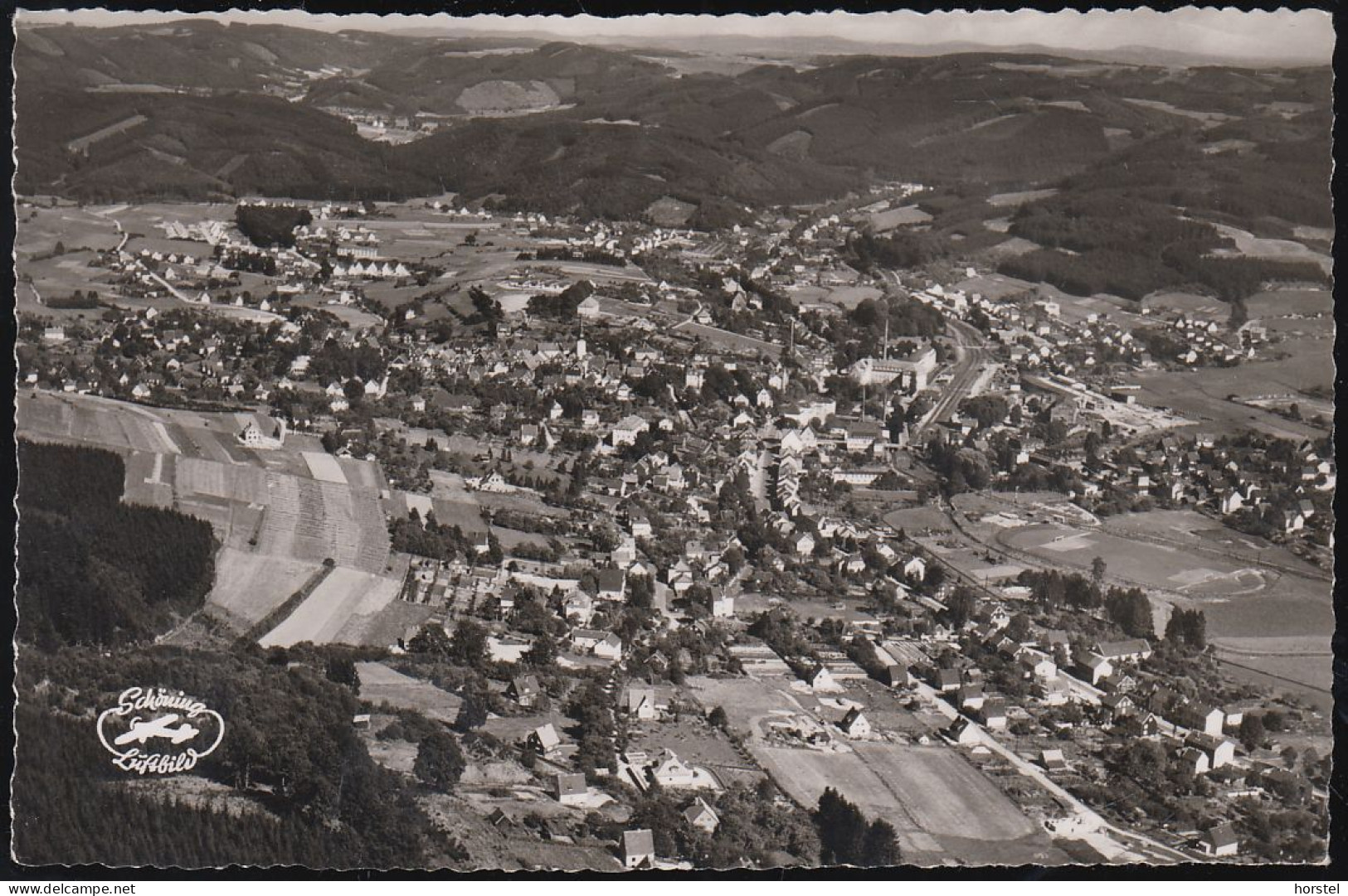 D-51702 Bergneustadt - Schöning Luftbild - Alte Ortsansicht ( Rechs Bahnhof ) - Bergneustadt