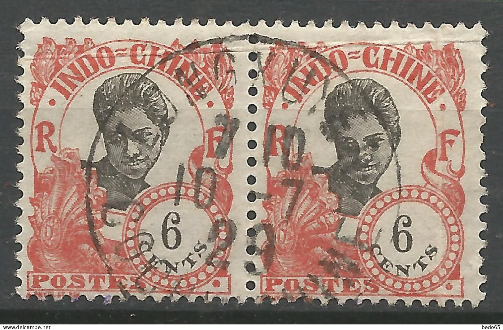 INDOCHINE N° 105 Paire CACHET LONGXUYEN / Pli / Used - Usados