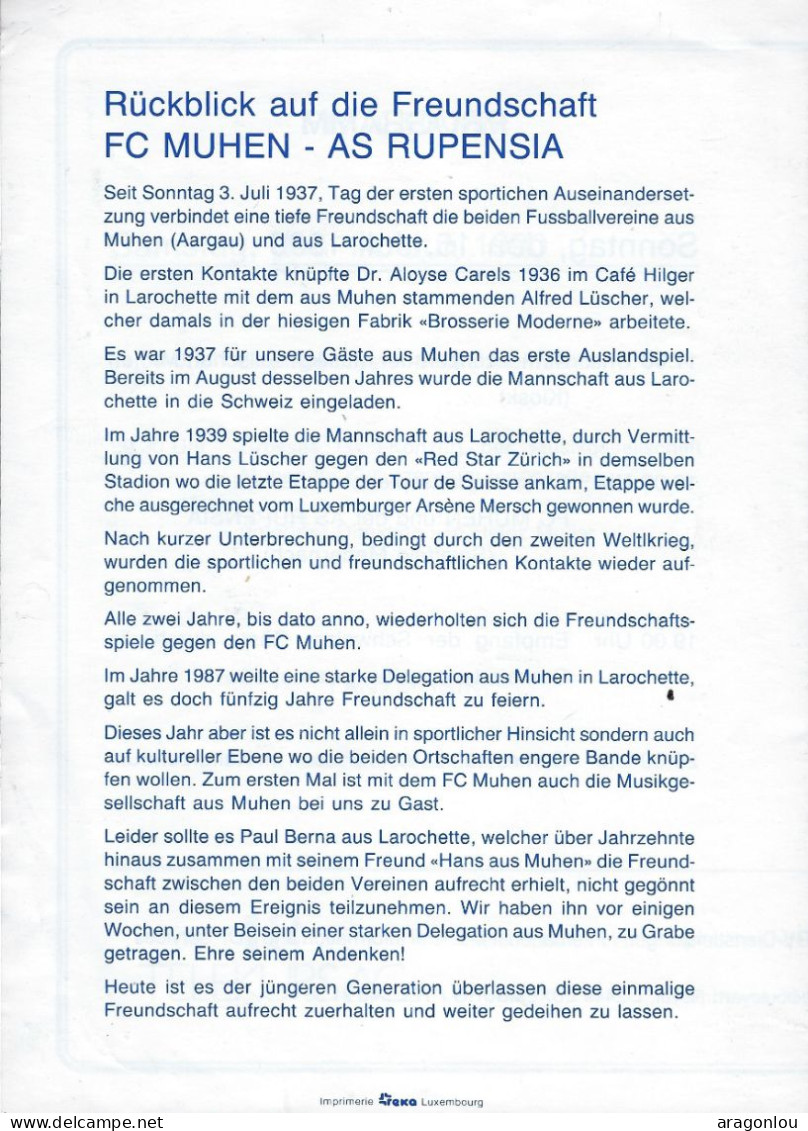 Luxembourg - Luxemburg - Dépliants  -  1937 - 1990  FREUNDSCHAFT   LAROCHETTE  -  MUHEN  ( AARGAU - Toeristische Brochures