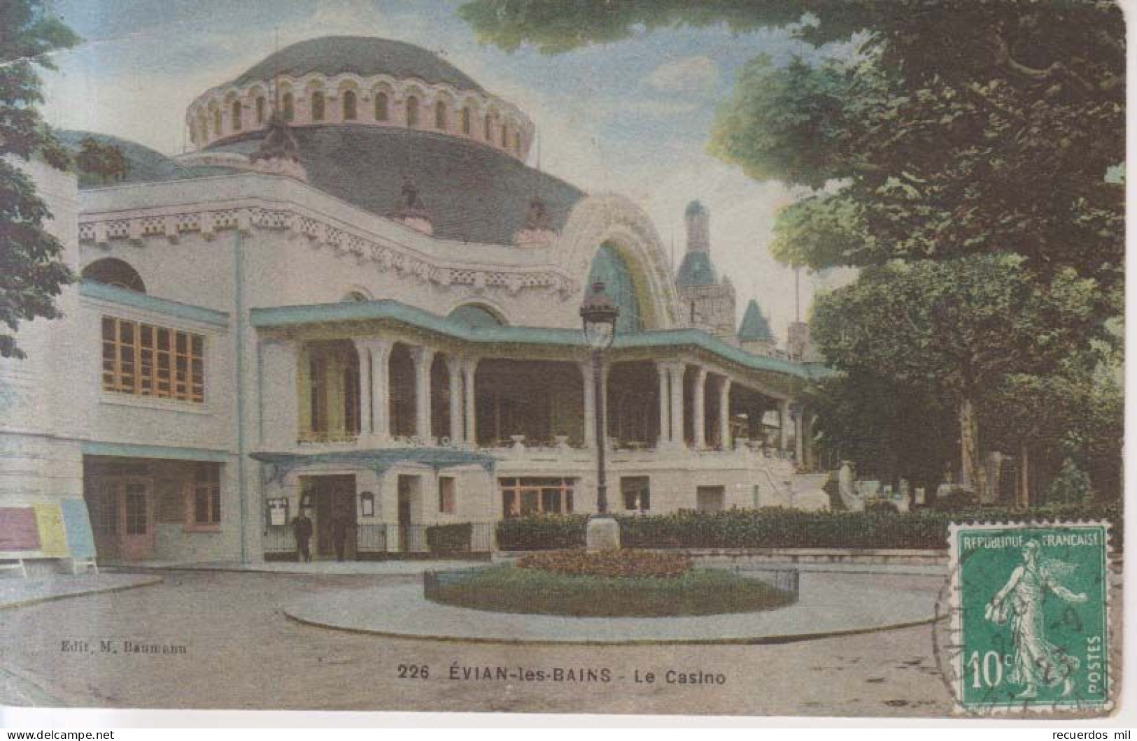 Evian Les Bains Le Casino  Carte Postale Animee 1923 - Evian-les-Bains