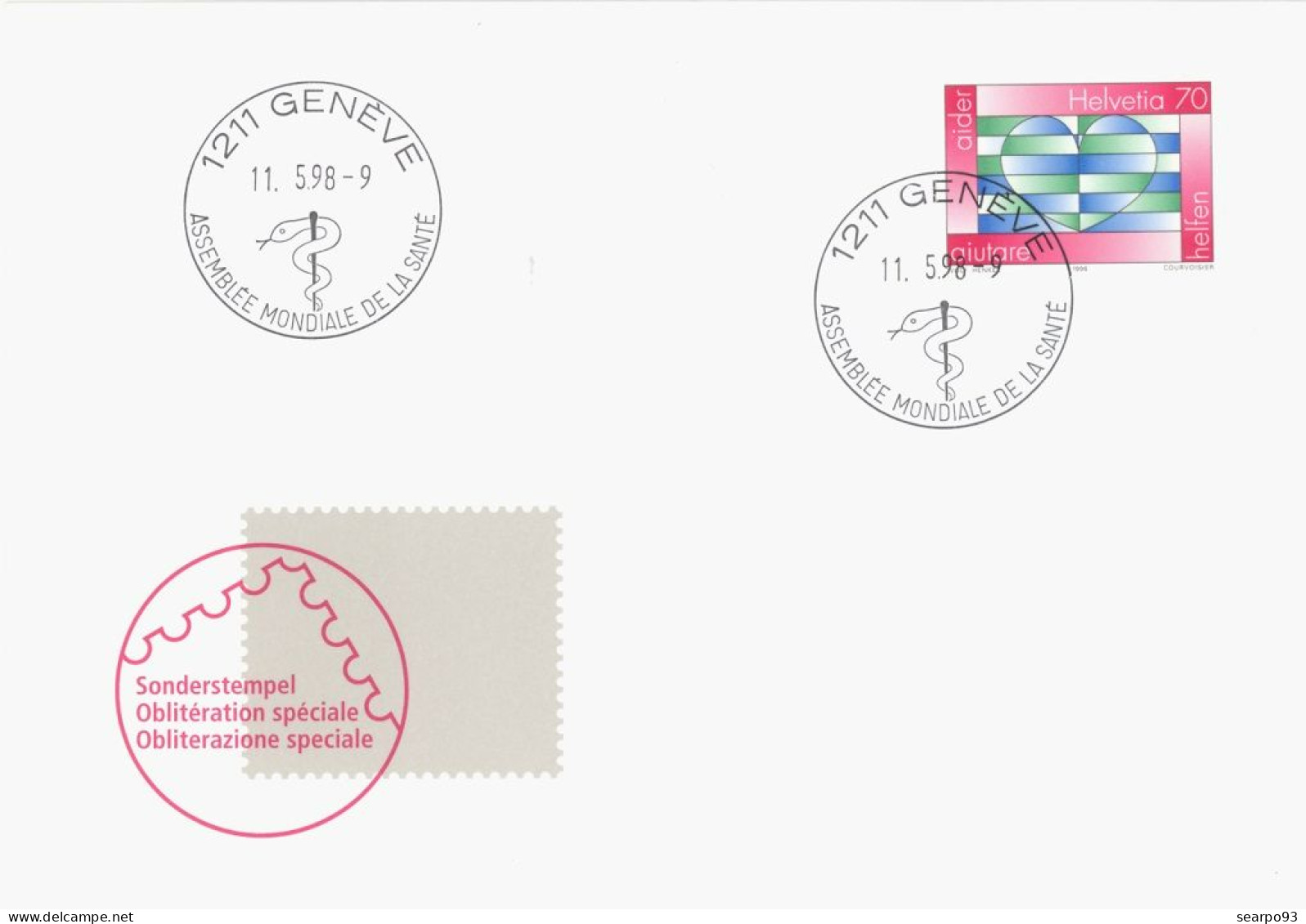 SWITZERLAND. POSTMARK. WORLD HEALTH ASSEMBLY. 1998 - Postmark Collection