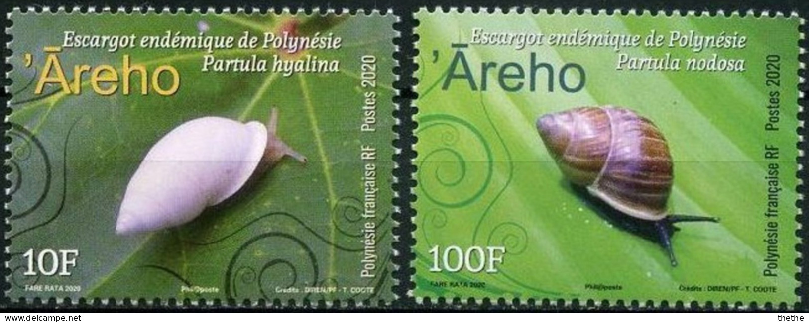 POLYNESIE - Escargots De Polynésie (Partula Hyalina) - (Partula Nodosa) - Unused Stamps