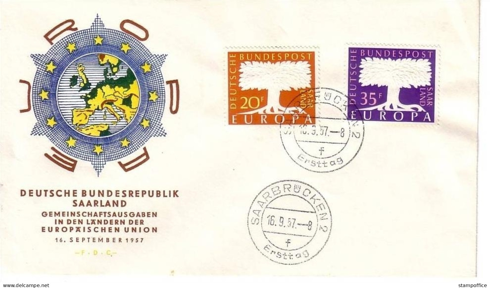 SAARLAND MI-NR. 402-403 FDC EUROPA CEPT 1957 - 1957