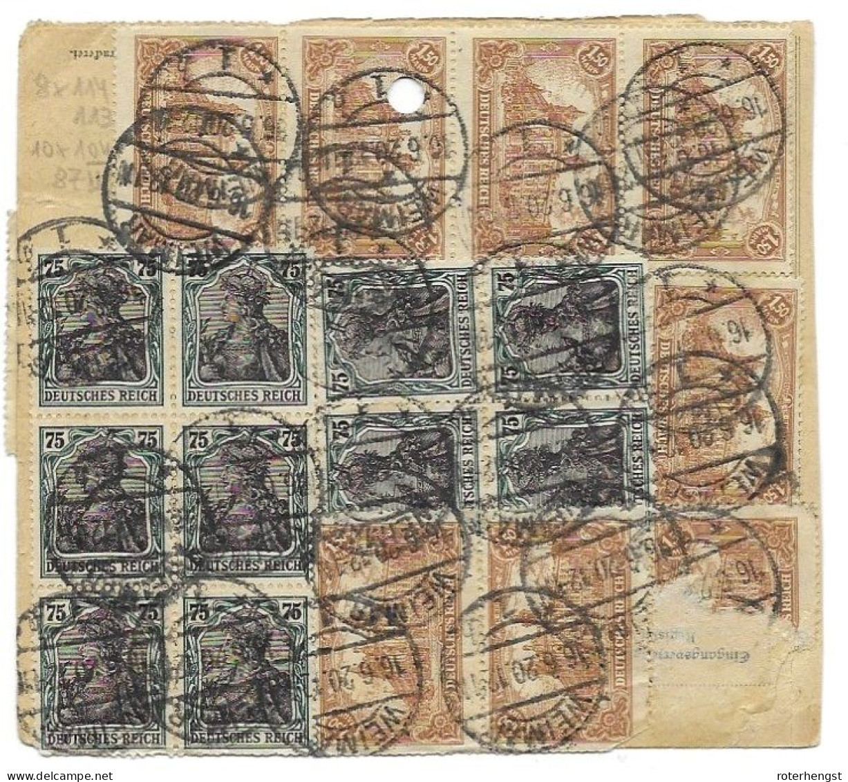 Germany Inflation Paketkarte Weimar Nach Altorf Schweiz  16.8.1920 (some Stamps Damaged) - Brieven En Documenten