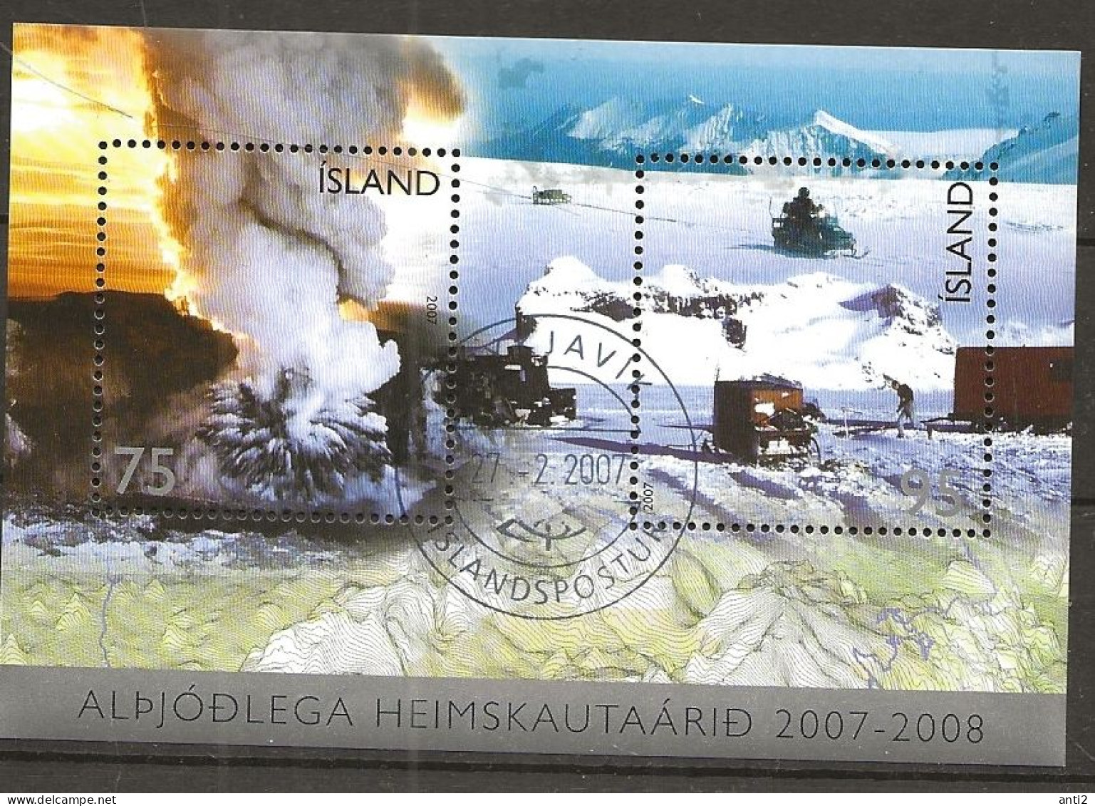 Iceland Island  2007 International Polar Year, Mi Bloc 42, Cancelled(o) - Ongebruikt