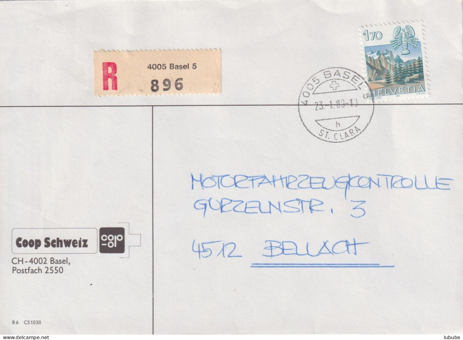 R Brief  "Coop Schweiz, Basel" - Bellach         1989 - Storia Postale
