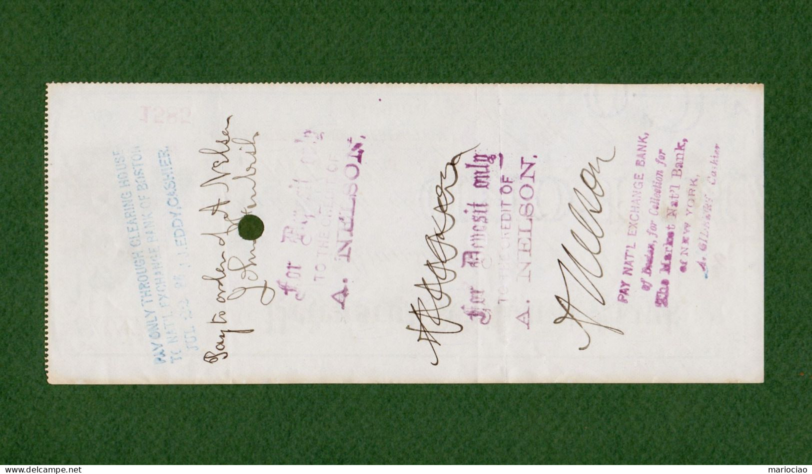 USA Check Pejepscot National Bank BRUNSWICK Maine 1886 - Autres & Non Classés