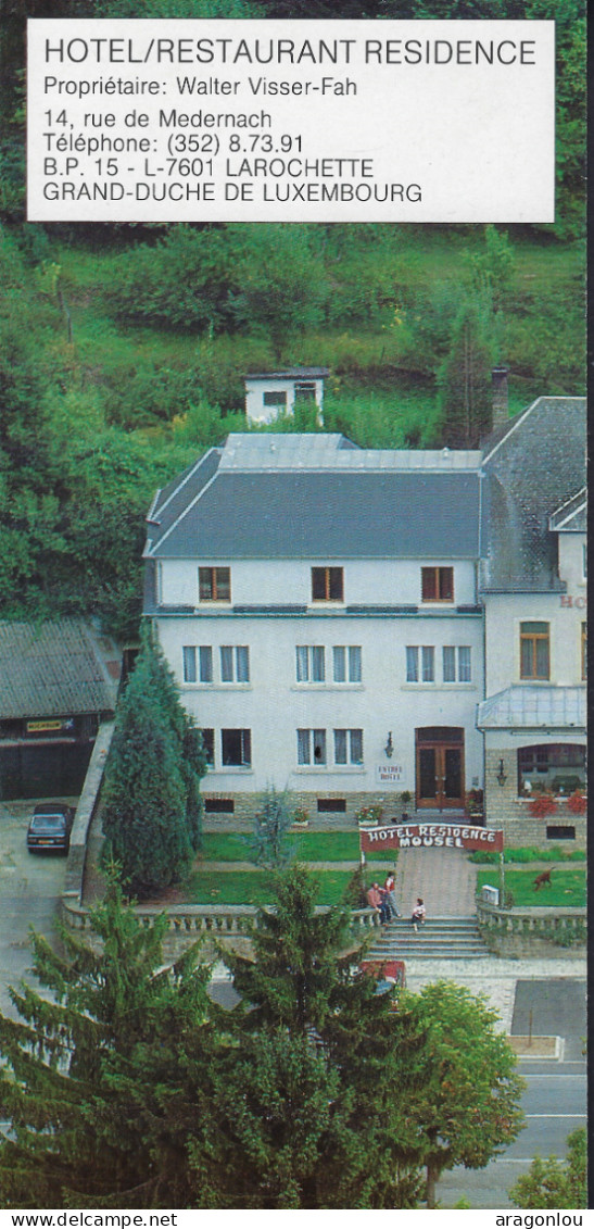 Luxembourg - Luxemburg - Dépliants  -  LAROCHETTE  - HÔTEL RÉSIDENCE , LAROCHETTE  -  PROPR. WALTER VISSER - Tourism Brochures