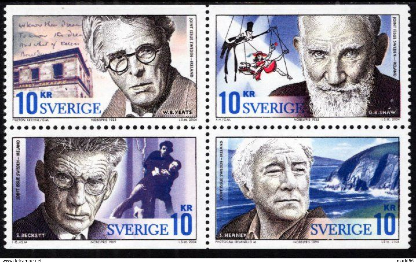 Sweden - 2004 - Nobel Literature Prize Winners - Joint Issue With Ireland - Mint Booklet Stamp Set - Neufs