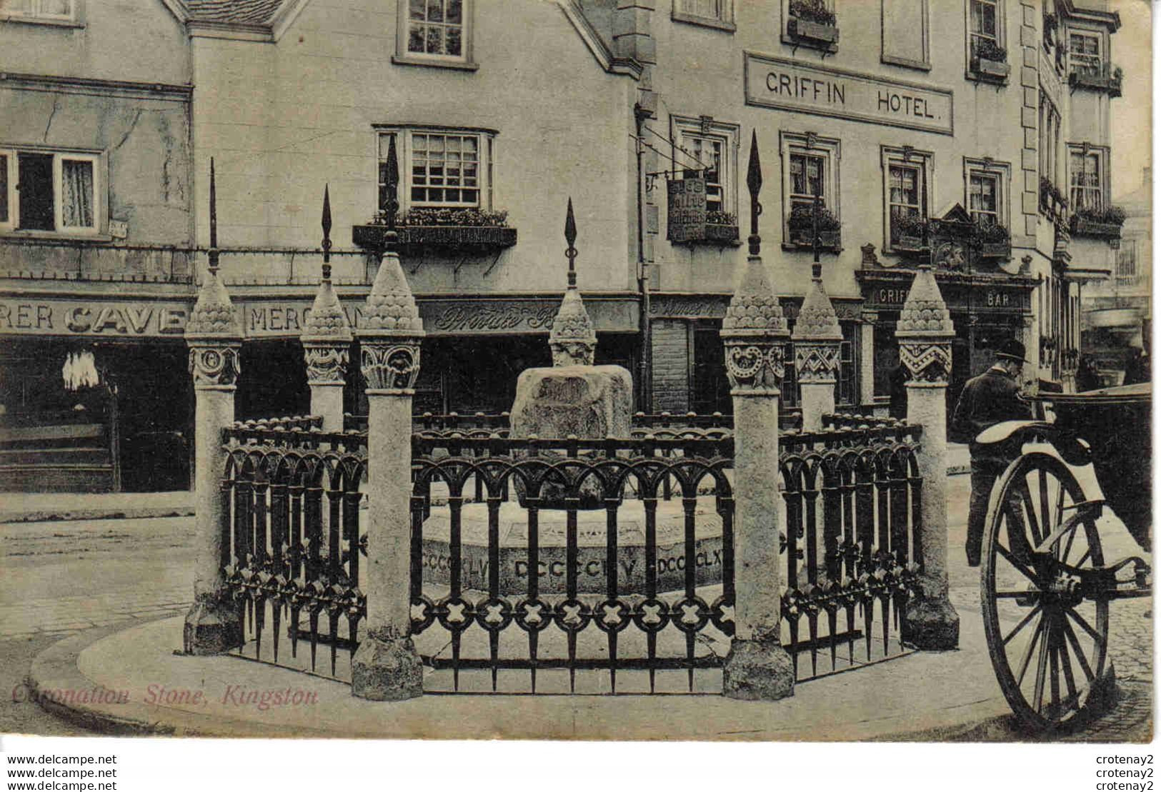 RU Angleterre SURREY KINGSTON Coronation Stone Hôtel Griffin Attelage En 1906 A.S Serie N°252 VOIR DOS - Surrey